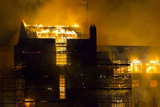 The blaze engulfed the art school on Friday night. Picture: John Devlin