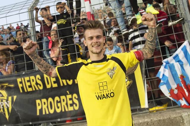 Progres Niederkorn's Sebastien Thill celebrates knocking out Rangers in last year's competition. Picture: SNS Group