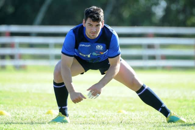 Sam Hidalgo-Clyne stretches off in training at the Scotland base in Resistencia, Argentina. Picture: David Gibson/Fotosport