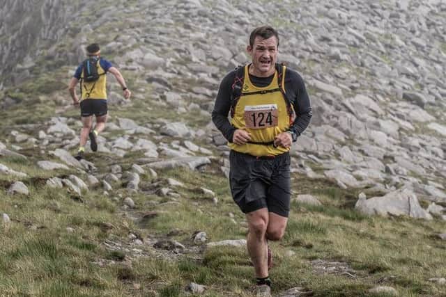 Gordon Bulloch will run up the 427-metre high Dumgoyne Hill 24 times.  He completed his training on Arran last week. Picture: Kirstie Smith/Arran Mountain Rescue