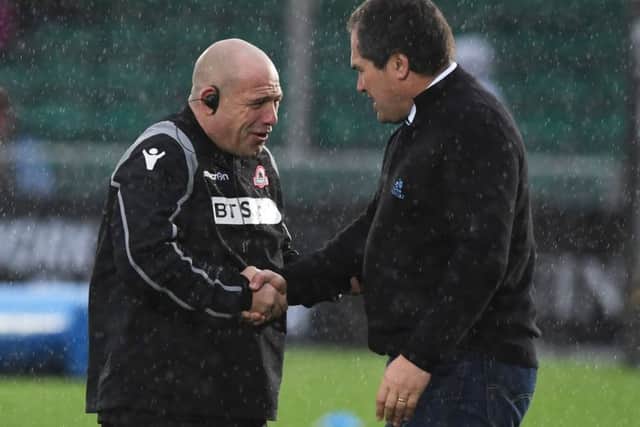Edinburgh Rugby head coach Richard Cockerill with his Glasgow Warriors counterpart Dave Rennie. Picture: SNS