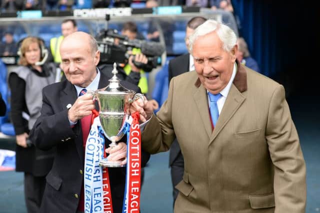 Rangers legends Johnny Hubbard (left) and Bobby Brown at Ibrox. Picture: SNS Group