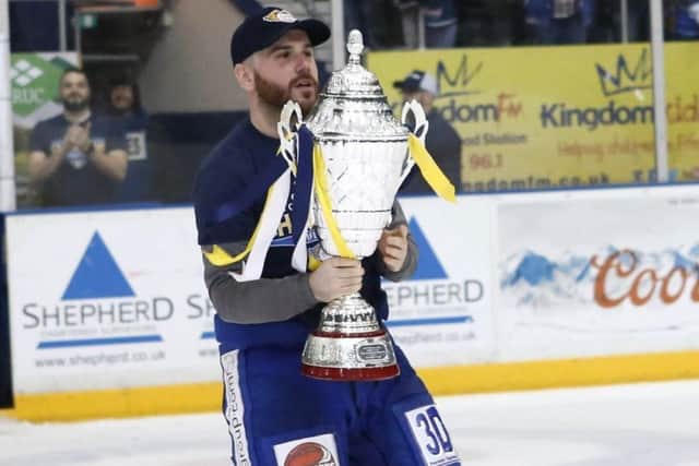 Carlo Finucci with the Gardiner Conference trophy. Pic: Steve Gunn