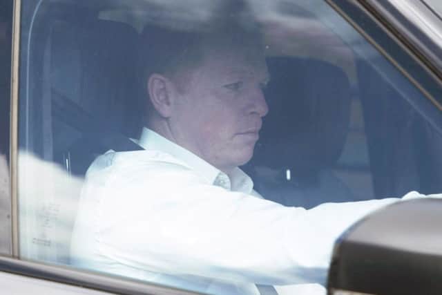 Hibs boss Neil Lennon arrives for his hearing at Hampden. Pic: SNS