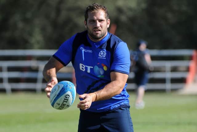 Hooker/flanker Fraser Brown during Scotland training. Picture: Â©Fotosport/David Gibson