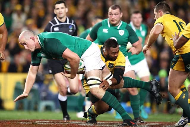 Devin Toner of Ireland is tackled during his side's victory over Australia. Picture: Getty Images.