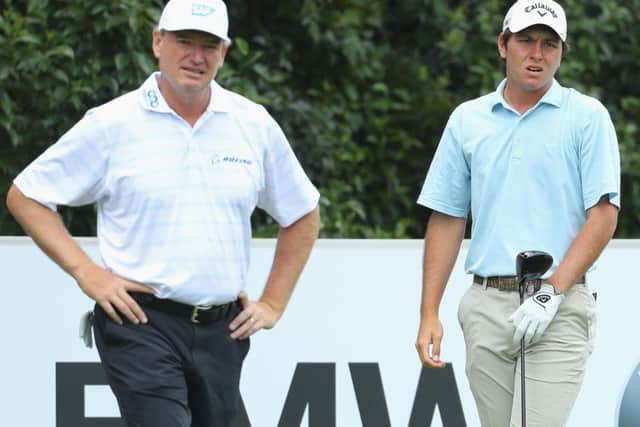 Amateur champion Jovan Rebula, left, with his uncle, Ernie Els. Picture: Warren Little/Getty Images