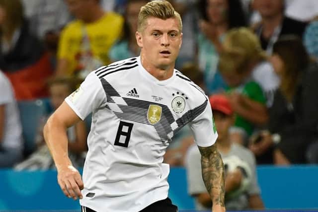 Germany midfielder Toni Kroos curled in the winning goal against Sweden in the fifth minute of injury time. Picture: Jonathan Nackstrand/AFP/Getty Images
