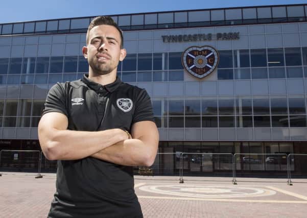 Midfield signing Olly Lee at the opening of Hearts' new club store at Tynecastle. Picture: SNS