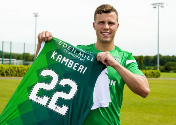Florian Kamberi is sticking with the No 22 shirt after his impressive form last season earned him a permanent move to Hibs. Picture: SNS