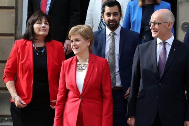 New cabinet membersJeane Freeman and Humza Yousaf with First Minister Nicola Sturgeon and her deputy John Swinney on the steps of Bute House after the government reshuffle. Picture:  PA