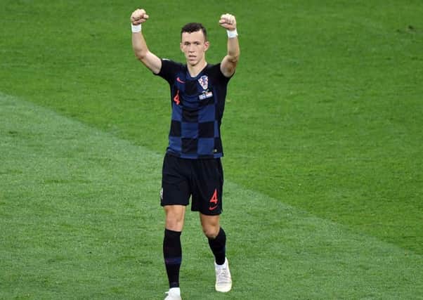 Ivan Perisic celebrates his winning goal for Croatia. Picture: AFP/Getty