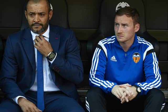Nuno Espirito Santo, left, with Ian Cathro during their time at Valencia. Picture: Getty images