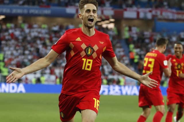 Belgium's Adnan Januzaj celebrates after scoring in the 1-0 Group G win over England. Picture: Photo/Alastair Grant/AP