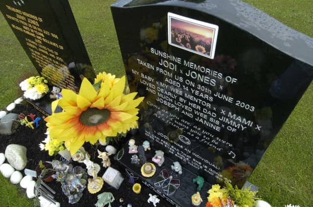 Jodi Jones' grave at Gorebridge Cemetery.