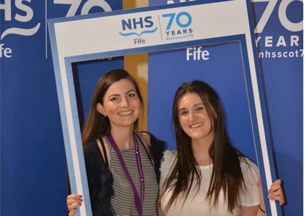 NHS exhibition which is on in the community use area, Pippa Couzens and Aimee Sutherland pictured. Pic: George McLuskie