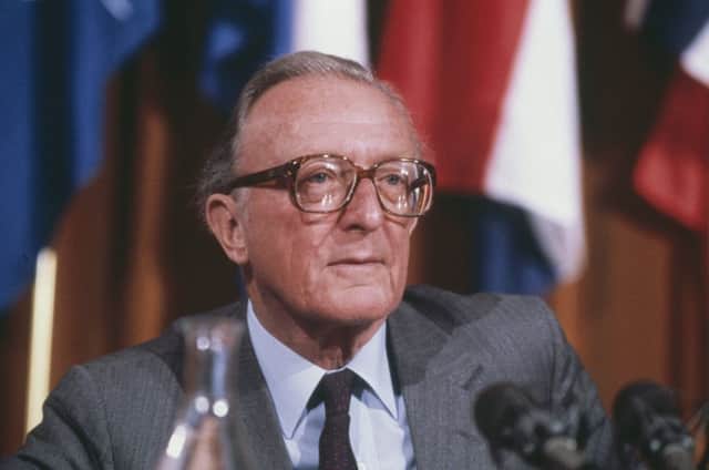Lord Carrington in his time as, secretary-general of Nato. pictured in Brussels, circa 1985. (Photo by Paul Marneff/Isopress/Keystone/Getty Images)