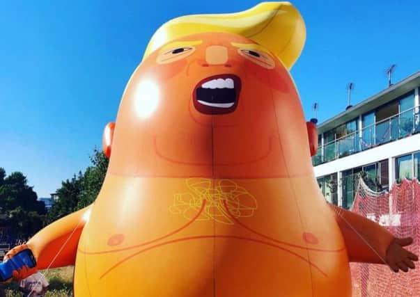The Angry Trump baby balloon. Picture; @TrumpBabyUK