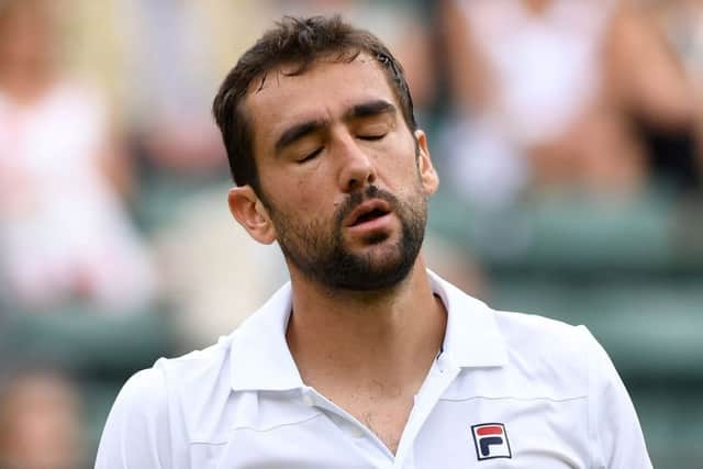 Marin Cilic reacts during his secon round loss to Argentina's Guido Pella. Picture: AFP/Getty
