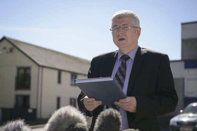 DS Stuart Houston outside Rothesay Police Station, High Street, Isle of Bute giving an update on the investigation after the body of Alesha MacPhail was found in woodland on the site of a former hotel by a member of the public on Monday. Picture; PA