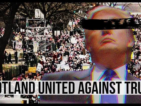 A coalition of politicians, campaign groups and trades union representatives have joined together to march against President Donald Trump (PIC: Scotland United Against Trump)