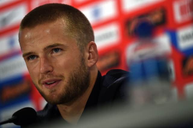 England's midfielder Eric Dier attends a press conference at England's media centre in Repino on July 9, 2018, during the Russia 2018 World Cup. / AFP PHOTO / PAUL ELLISPAUL ELLIS/AFP/Getty Images