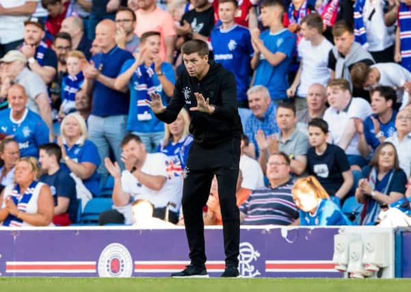 Rangers manager Steven Gerrard instructs his team. Picture: SNS/Ross Parker