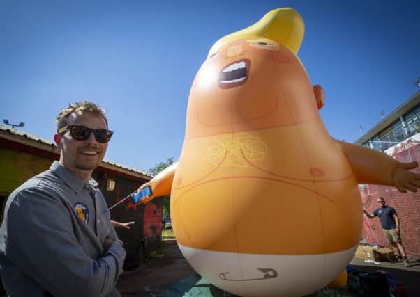 The balloon, which is six metres high, depicts US President Donald Trump as a baby. Picture: PA