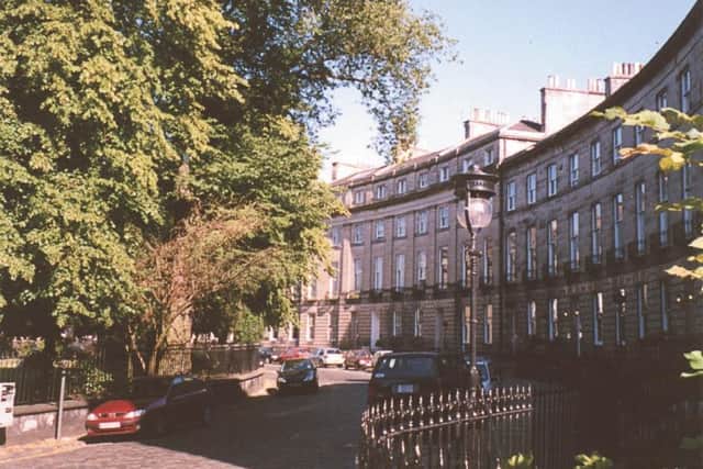 A view of Royal Circus with its garden on the left