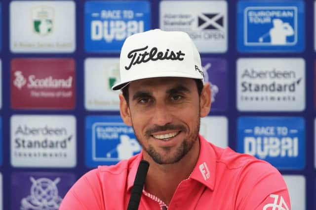 Defending champion Rafa Cabrera Bello was all smiles during his Aberdeen Standard Investments Scottish Open press conference at Gullane but has sometimes been grim faced in the past on the golf course. Picture: Getty Images