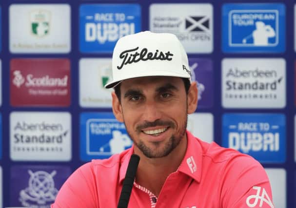 Defending champion Rafa Cabrera Bello was all smiles during his Aberdeen Standard Investments Scottish Open press conference at Gullane but has sometimes been grim faced in the past on the golf course. Picture: Getty Images