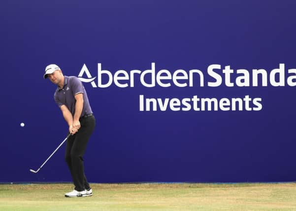 Martin Laird plays a chip shot at the 18th hole during a practice round for the Aberdeen Standard Investments Scottish Open at Gullane. Picture: Getty