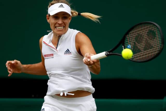 Germany's Angelique Kerber plays a forehand against Daria Kasatkina of Russia. Picture: Julian Finney/Getty Images