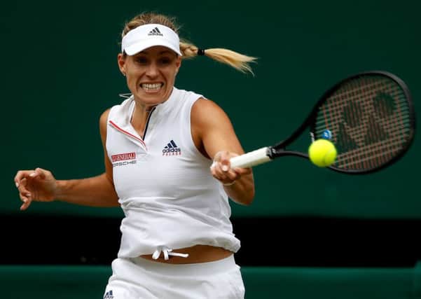Germany's Angelique Kerber plays a forehand against Daria Kasatkina of Russia. Picture: Julian Finney/Getty Images