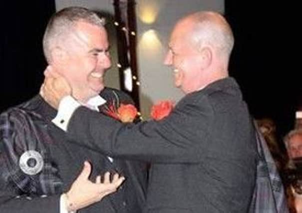 Peter McConnachie and Peter Deaville who were married in St Luke's, Glasgow on July 7, 2018. Video of drag artist Cheri Treiffel singing 'It Should Have Been Me' went viral.