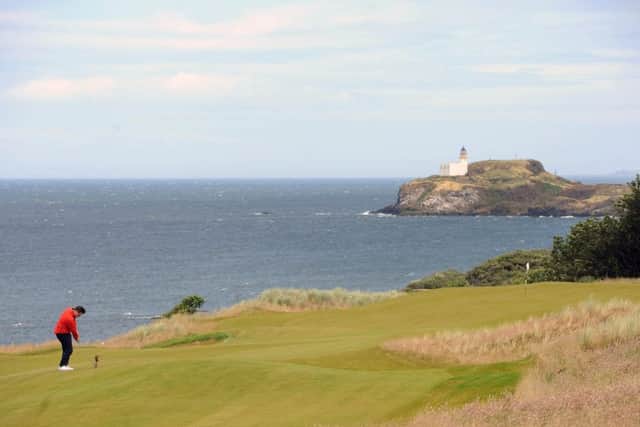 The signature hole at The Renaissance Club has a great view of Fidra Island. Picture: Ian Rutherford