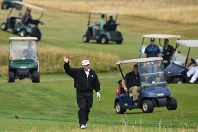 US president Donald Trump plays a round of golf during his weekend trip to his Turnberry resort. Picture: Leon Neal/Getty