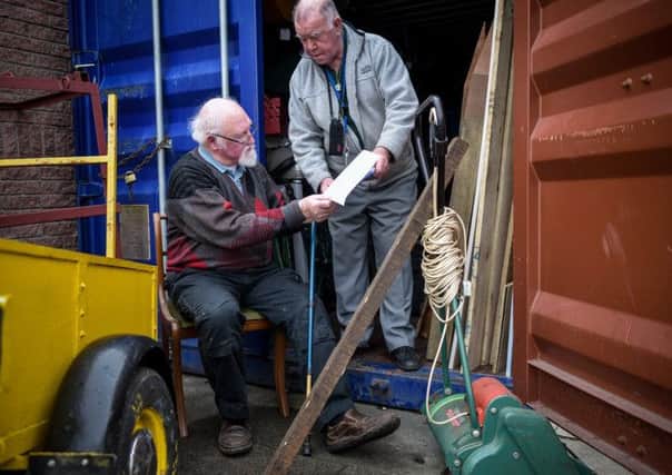 Retired chef Bill Louden, 70, and Alan Eastell, 73, at the original Mens Shed in Westhill, Aberdeenshire. Picture: Hemedia/SWNS