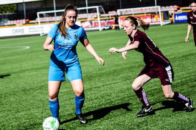 Kim McAlpine in action against Hearts