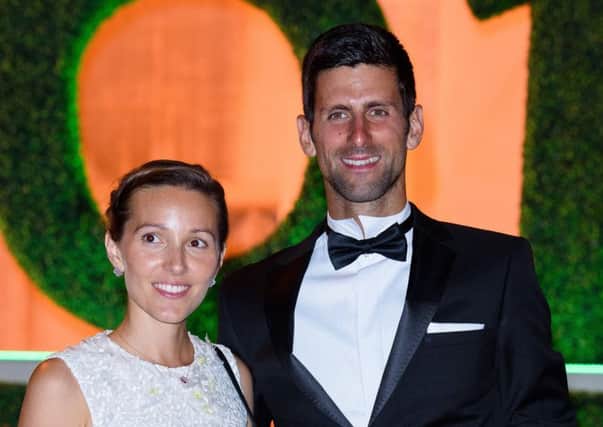 Novak Djokovic and his wife Jelena attend the Wimbledon Champions Dinner following Sundays final.