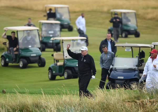 President Trump left Turnberry on Sunday, flying out of Prestwick Airport. Picture: Getty