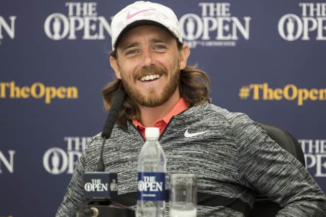 A smiling Tommy Fleetwood meets the media. Picture: Kenny Smith/SNS