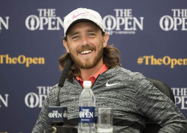 A smiling Tommy Fleetwood meets the media. Picture: Kenny Smith/SNS