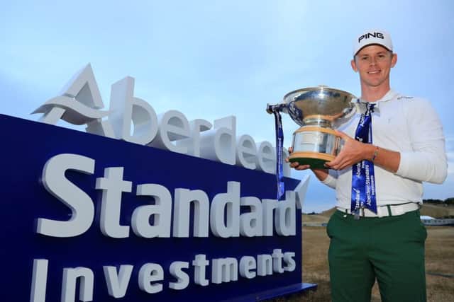 Brandon Stone with the Scottish Open trophy. Picture: Andrew Redington/Getty Images