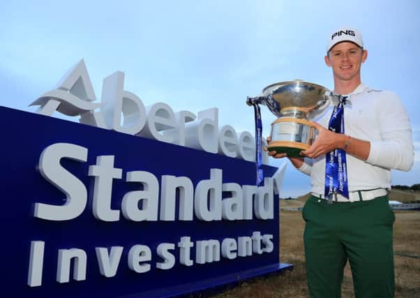 Brandon Stone with the Scottish Open trophy. Picture: Andrew Redington/Getty Images