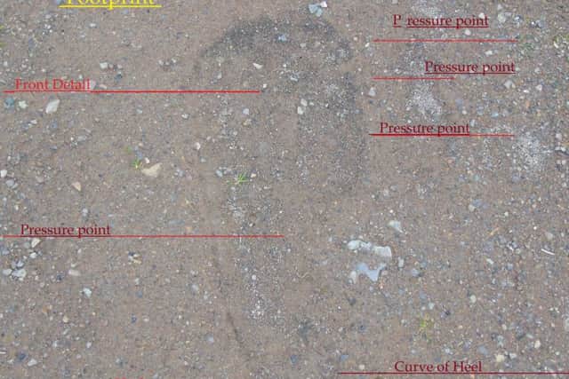Footprint found by Robert Shankland. Image copyright: Deadline News