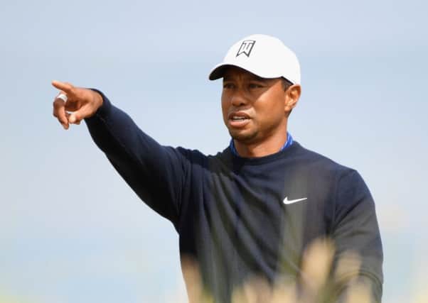 Tiger Woods gestures during a practice round at Carnoustie.  Picture: Harry How/Getty Images