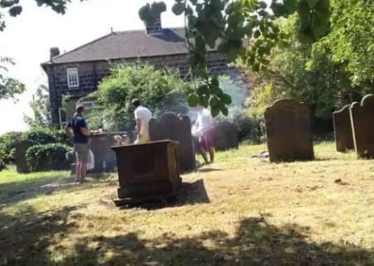 A barbecue was held on a tombstone. Picture: Yorkshire Post