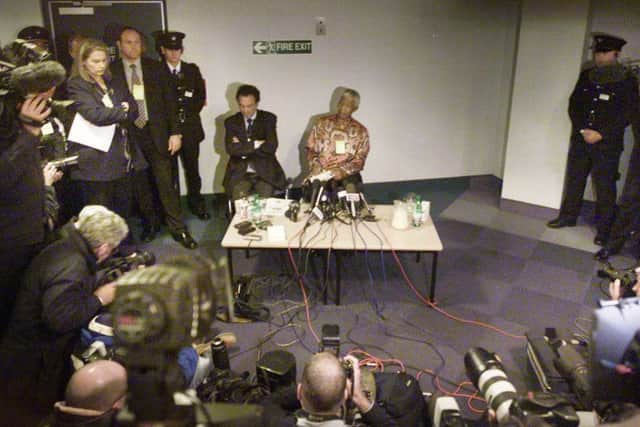 Former South African President Nelson Mandela during a visit to Barlinnie Prison, Glasgow, when he visited convicted Lockerbie bomber Al-Megrahi. PIC:  Picture Donald MacLeod/TSPL.