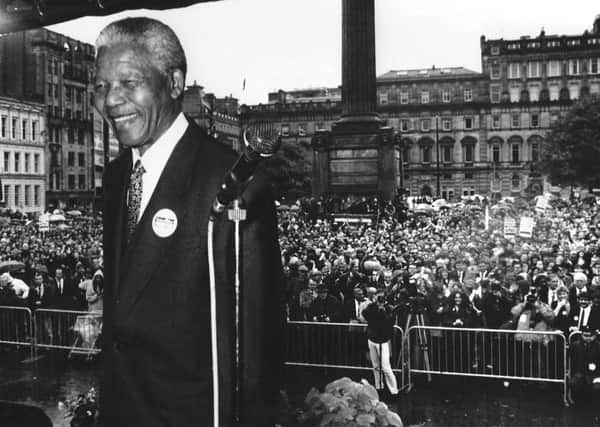 Nelson Mandela arrived in Glasgow in 1993 to thank the city for its support during his incarceration and for its wider backing of the anti-Apartheid movement in South Africa. PIC: Contributed.